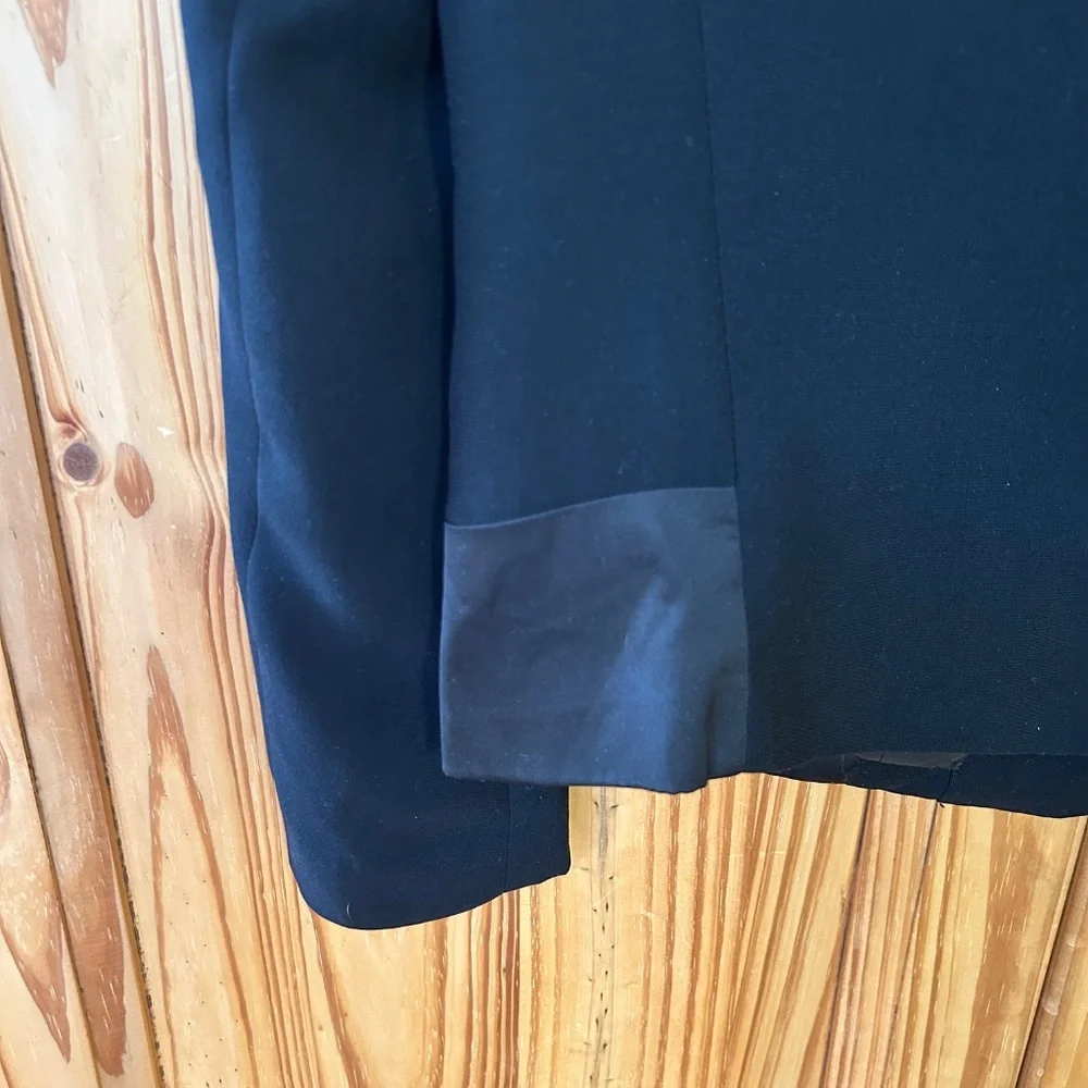 Anthropologie Pins and Needles Black Blazer Satin Detail Pockets One‎ Button M